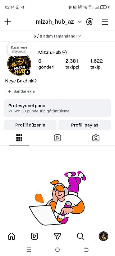 basqa: Xidmət: Instagram səhifəsi – Mizah.Hub Təsvir: - Mövzu: yumor — 1