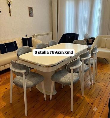 Masa və stul dəsti – Xmd - Komplektlər: - Masa 1×2 m + 6 stul -