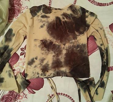 cins: Qadın uzunqol bluz/krop top - Dizayn: tie-dye effektli, qum-bej əsas — 2