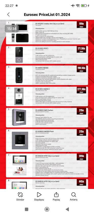 Videomüşahidə: Məhsul: Videomüşahidə kameraları – Inox Digital və digər modellər — 9