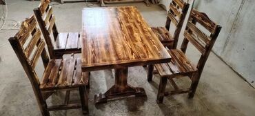 Qonaq otağı dəstləri: Restoran kafe heyet ucun taxtadan hazirlanan 4 neferlik masa desti