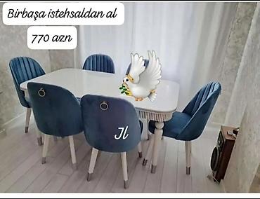 salon stullari: Qonaq otağı üçün, Yeni, Açılmayan, Dördbucaq masa, 6 stul — 1