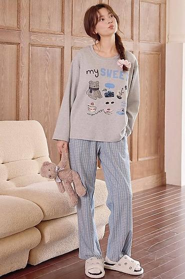 смешные пижамы для девушек: Пижама, Хлопок, Китай, В полоску, XL, M, L — 1