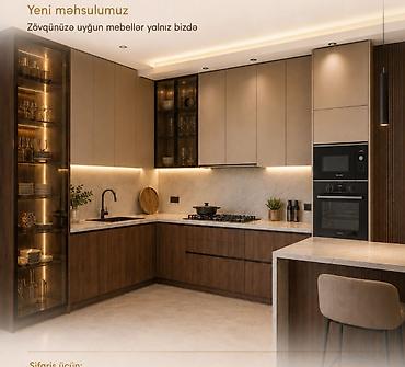 balaca metbex mebelleri: Müasir dizaynlı mətbəx mebeli dəsti - L formalı yerləşim: işçi — 1