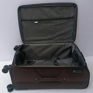 Putni koferi i torbe: Veliki kofer na točkiće – tekstilni, braon - Dimenzije: približno — 5