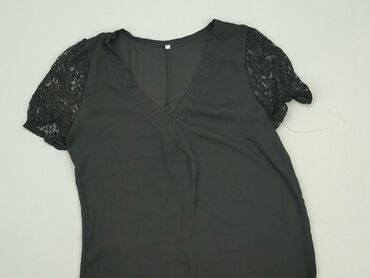 czarne t shirty w serek damskie: T-shirt, S (EU 36), condition - Very good