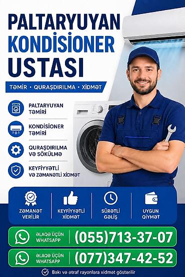 Услуги: Hər növ kondisioner və paltaryuyanların təmiri alışı və satışı — 1