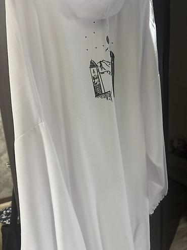 ağ kurtka: Yeni!!!!!!!!!Oversize qadın 3lü ətəkli dəst– kapüşonlu, uzun kəsim — 4