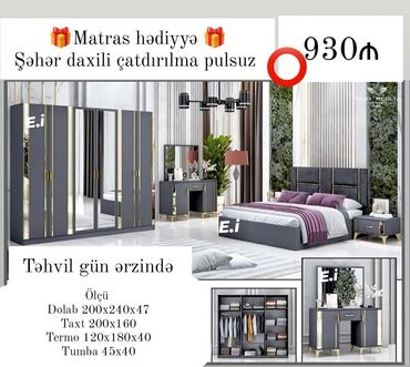 tek dolablar: *Yataq dəsti 6 qapılı dolabla 930Azn 💥* ✔️Rəng seçimi var ✔️Şəhər