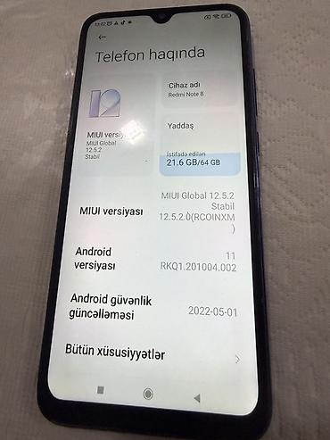 redmi note 12 s: Redmi Note 8, 64 GB, rəng - Mavi, Barmaq izi — 5