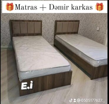Çarpayılar: Yeni, Təknəfərlik çarpayı, Bazalı, Matras ilə, Azərbaycan — 8