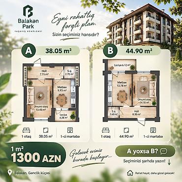 ucuz menzillerin satisi: 2 otaqlı, Yeni tikili, 1 kv. m — 4