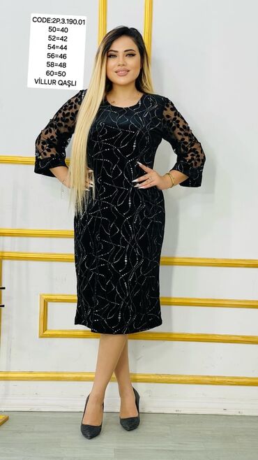 Kokteyl donlar: Qadin ziyafet geyimleri donlari Boyuk beden 50,52,54,56,58,60 razmer — 7