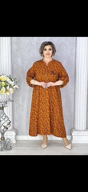 миди платье: Платье миди свободного кроя для женщин plus size - Силуэт — 2