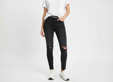 spodnie przecierane jeansy damskie: Topshop, Jeans for women, size S