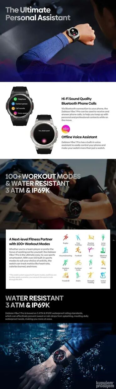 Ručni satovi: Zeblaze VIBE 7 PRO Pametni Sat ⌚ Karakteristike: 1,43 inča AMOLED — 5