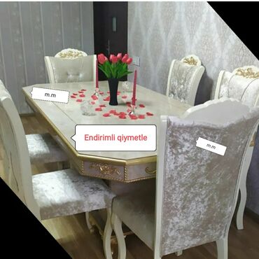 madeyra stol stul: Dördbucaq masa, Qonaq otağı üçün, 6 nəfər, Açılmayan, Azərbaycan, Zəmanətli