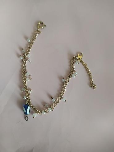 Bijuteriya: Qızılı rəngli zəncir qolbaq – muncuqlu dizayn - Material: metal — 1