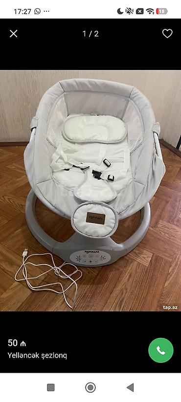 ozu yellənən beşik: Məhsul: POPYPAPA elektrikli yelləncək şezlonq - Rəng: Açıq boz - — 2