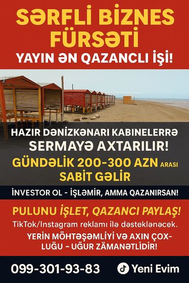 Hazır biznes: Hazır biznesə inversia edə biləcək 1 birə 5beş qazanmaq imkanı isdiyen