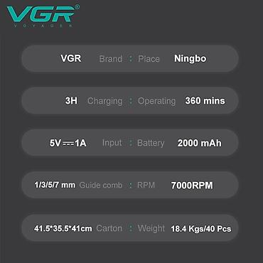 tostur: Trimmer VGR 930 - 7000RPM / 2000MAH -360 Dəqiqə / Cord/Cordless / TYPC — 9