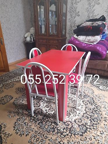 Masa və oturacaq dəstləri: Qonaq otağı üçün, Yeni, Açılmayan, Dördbucaq masa, 6 stul — 8