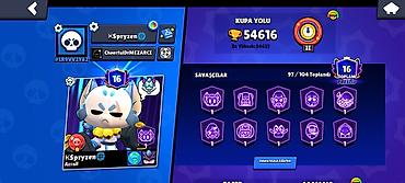 drag: Brawl Stars oyunu üçün inkişaf etmiş hesab - Kupa yolu: 54 616 (ən — 1