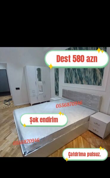 Yataq otağı dəstləri: İkinəfərlik çarpayı, Dolab, Termo, 2 tumba, Azərbaycan, Yeni — 22
