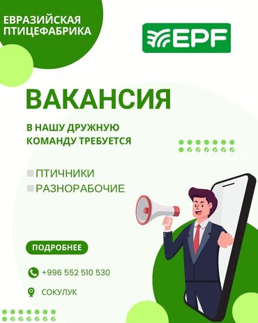 Сельское хозяйство: Требуется Птичник, Оплата Ежемесячно, Официальное трудоустройство