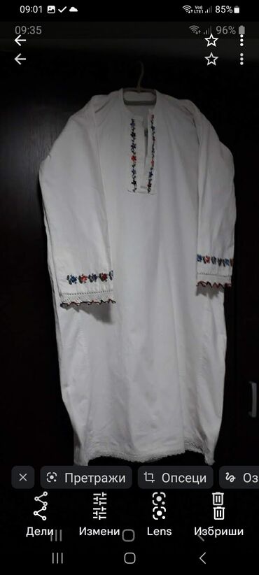 razboji za tkanje: Duga ženska košulja, lan-platno, jug Srbije, starost 50 god, izuzetno