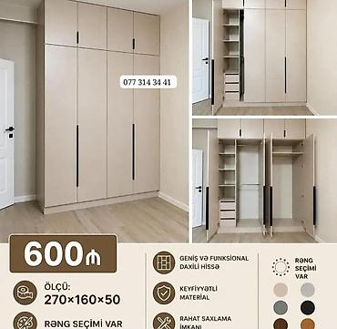 Məhsul: 4 qapılı paltar dolabı - Ölçü: 270 × 160 × 50 sm - Geniş və