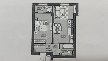 Продажа квартир: 1 комната, 44 м², Асанбай мкр Элитка, 2 этаж, ПСО (под самоотделку) — 5