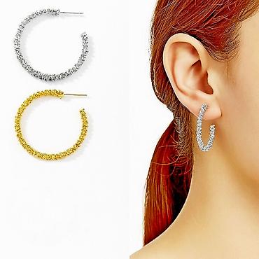 Серьги сөйкөлөр - кольца У с россыпью сияющих камней – стильный
