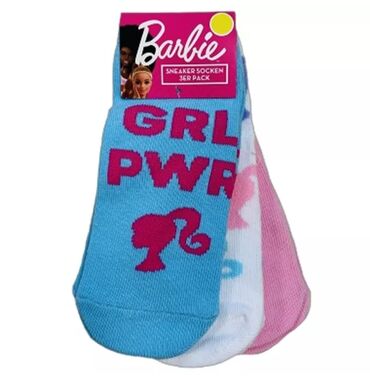 odeća za devojčice: Barbie carapice za devojcice, broj 23/26. Tri komada u pakovanju. Nove