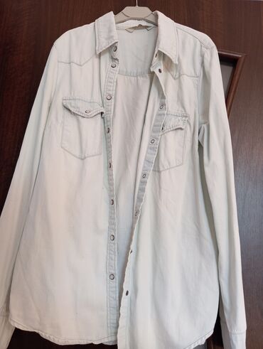 Digər qadın geyimləri: Açıq krem rəngində denim köynək-gödəkçə - Material: yumşaq denim parça
