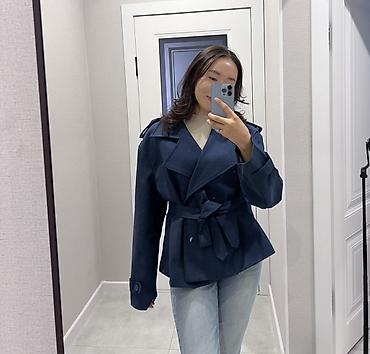 тренч черный: Укороченный тренч в стиле ZARA - Модель: двубортный укороченный тренч — 1