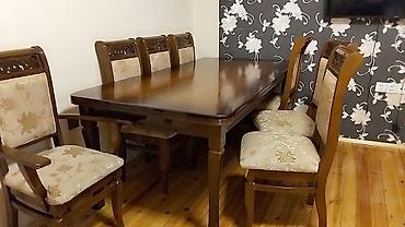 ikea stol: Qonaq otağı üçün, İşlənmiş, Açılan, Dördbucaq masa, 8 stul — 2