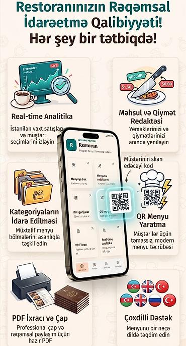 Restoran, kafe və çay evləri üçün müasir QR menyu sistemi - QR menyu