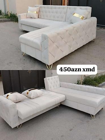 acilan kravat: Açıla-bilən künc divan dəsti - Rəng: açıq krem/ağ - Forması: L-tipli — 1