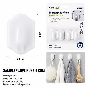 KMT Set od 4 komada dijamantnih belih plastičnih kuka 2208314