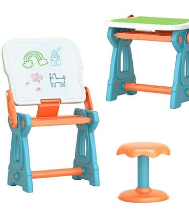 детский стульчик и столик: Доска для рисования Мольберт Стол и стулья Набор 2 в 1 игровой стол