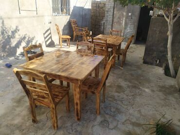 kafe üçün stol stul: Bağ evləri, restoran (kafe pub ) üçün taxta masa ve oturacaq
