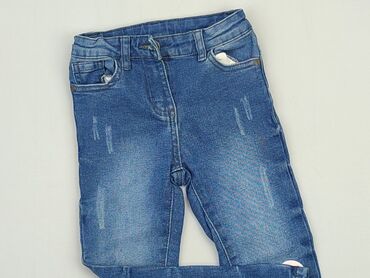 dżinsowe spodenki z wysokim stanem: Spodnie jeansowe, Little kids, 4-5 lat, 104/110, stan - Bardzo dobry