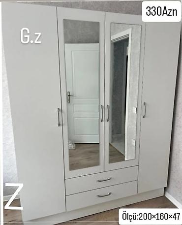 paltar dolablar: Yeni, 4 qapılı, Ağ, Açılan, Düz dolab — 1