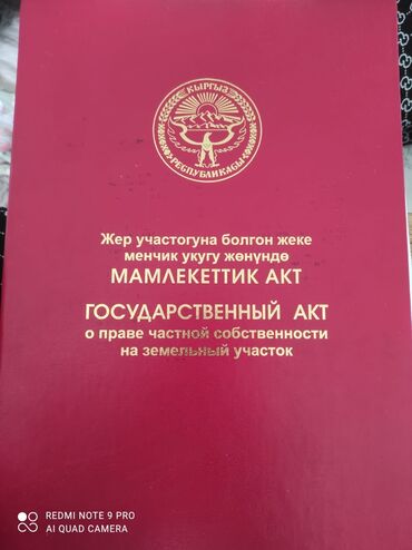 ош сатылат: 6 соток, Бизнес үчүн, Кызыл китеп