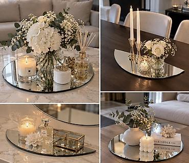 Настольные наборы: Dekorativ güzgü tray – yarım dairə və tam dairə formalı, cilalı — 1
