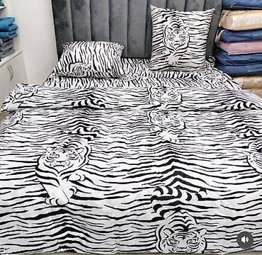 Комплекты постельного белья: Комплект постельного белья с принтом клетку, выполненный в синих и — 30