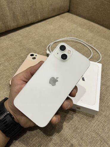 prodaju apple iphone: IPhone 13, Б/у, 128 ГБ, Белый, Зарядное устройство, Защитное стекло, Чехол, 87 %