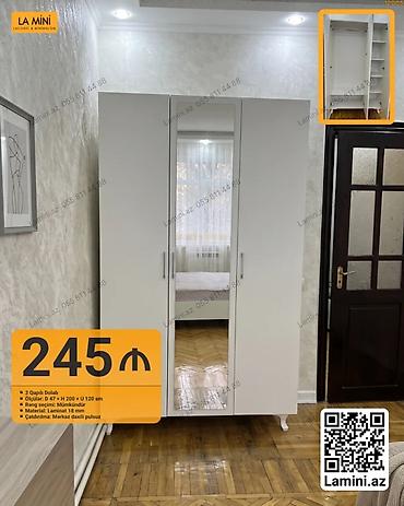 Dolablar: LA MINI brendinin 3 qapılı geyim dolabı - Güzgülü orta qapı - Daxili — 1