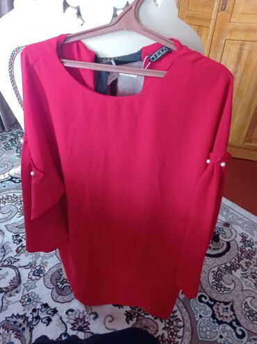 красные платья: Вечернее платье, Короткая модель, С рукавами, Открытая спина, 3XL (EU 46), 4XL (EU 48)